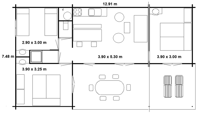 plattegrond 7 persoons huisje